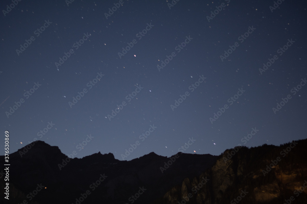 starry night in the swiss alps