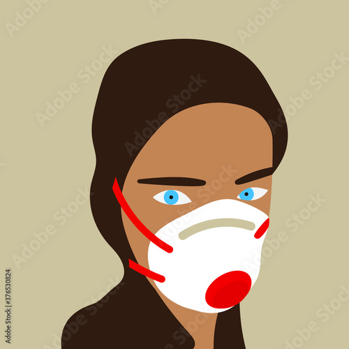 
Female face in a special mask against coronavirus.
Female face in a respirator.
