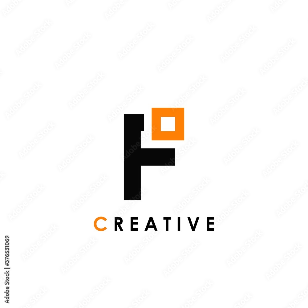 F letter initial with square shape logo template design for brand identity F letter initial with square shape logo template design for brand identity