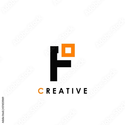 F letter initial with square shape logo template design for brand identity © simpenstock