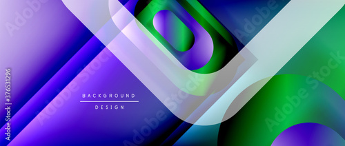 Vector geometric abstract background with lines and modern forms. Fluid gradient with abstract round shapes and shadow and light effects