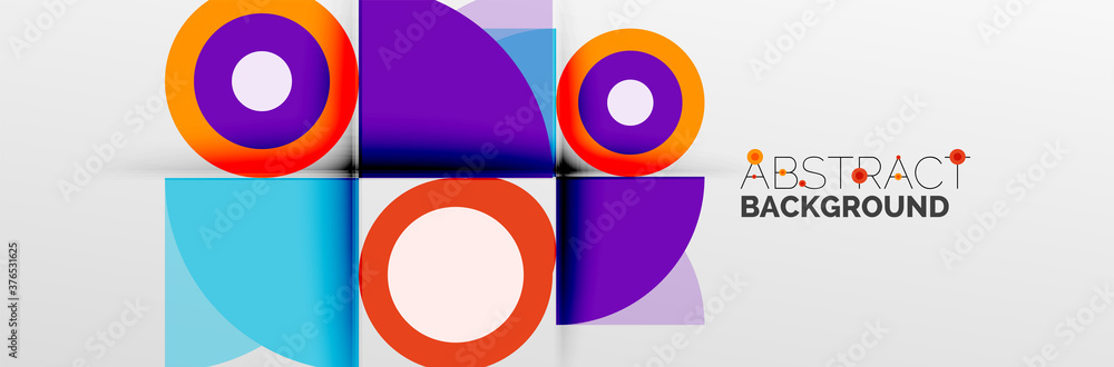 Bright color circles, abstract round shapes and triangles composition with shadow effects. Vector modern geometric design template Bright color circles, abstract round shapes and triangles composition with shadow effects. Vector modern geometric design template