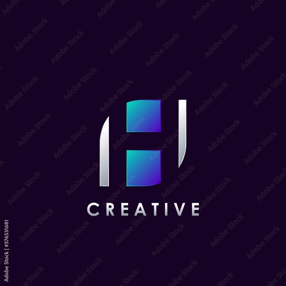 Negative Space H letter initial logo template design for brand identity Negative Space H letter initial logo template design for brand identity