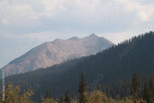 Fototapeta Naklejka Na Ścianę i Meble -  Gothic Mountain - Gunnison National Forest with smokey air from fires 