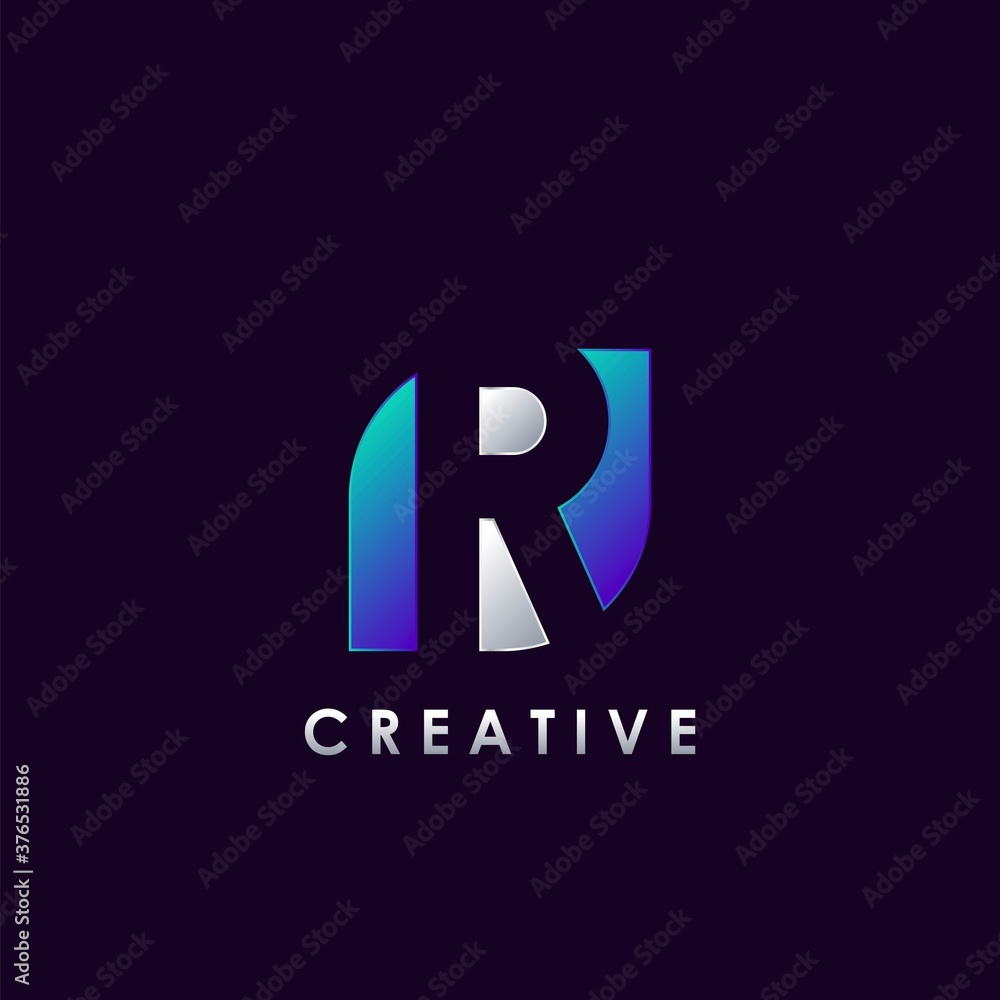Negative Space R letter initial logo template design for brand identity Negative Space R letter initial logo template design for brand identity