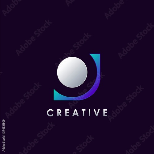 Negative Space O letter initial logo template design for brand identity
