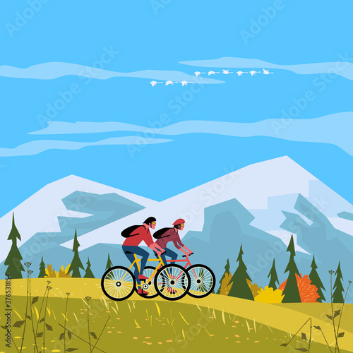 Autumn mountain valley sport activity poster