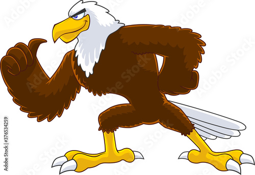 Eagle Bird Cartoon Character Vector Illustration Isolated On White Background