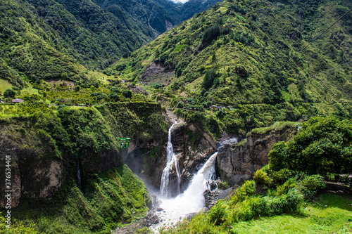 Waterfall in the middle of mountains