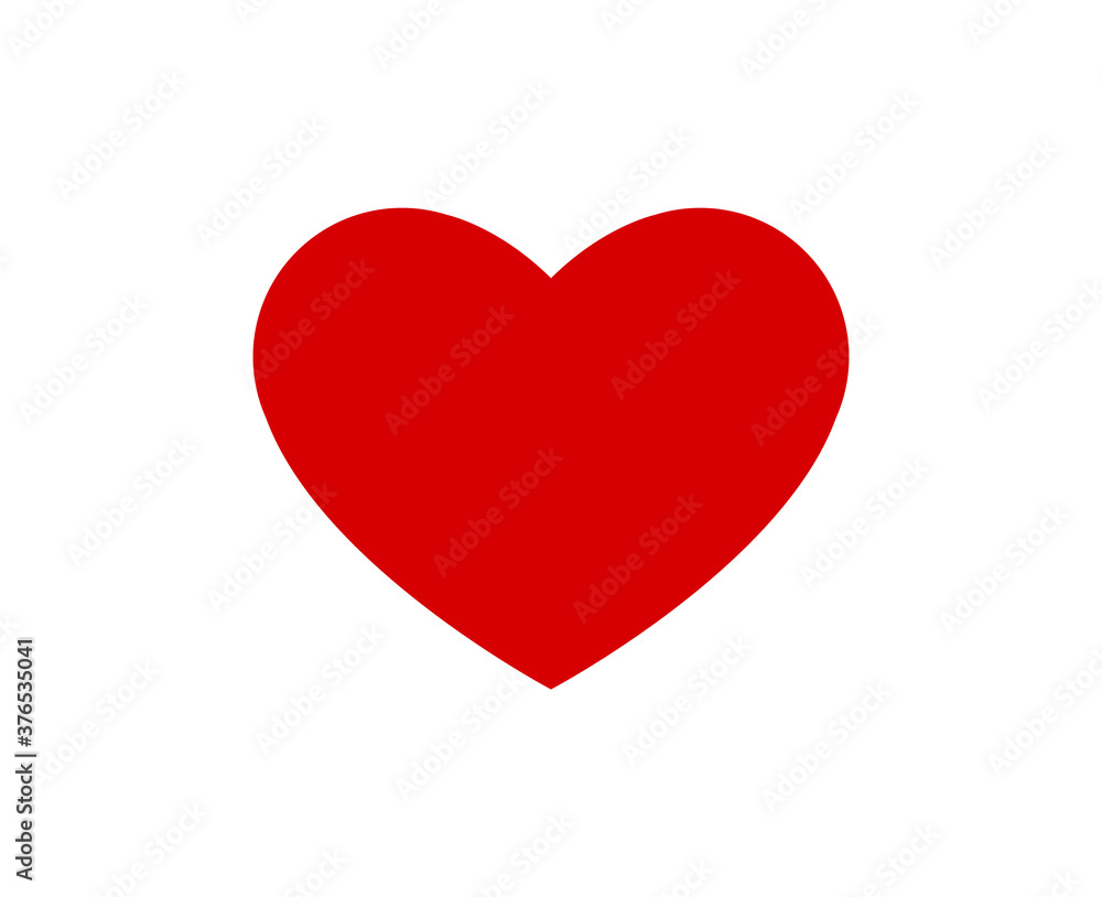 Heart, Symbol of Love and Valentine's Day. Flat Red Icon Isolated on White Background. Vector 