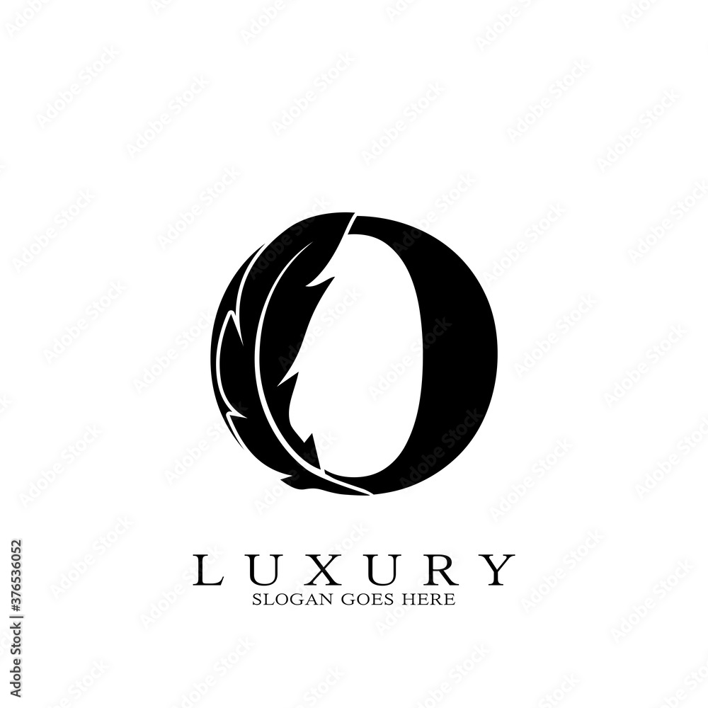 Monogram Initial Letter O Logo Luxury feather design for law business. Monogram Initial Letter O Logo Luxury feather design for law business.