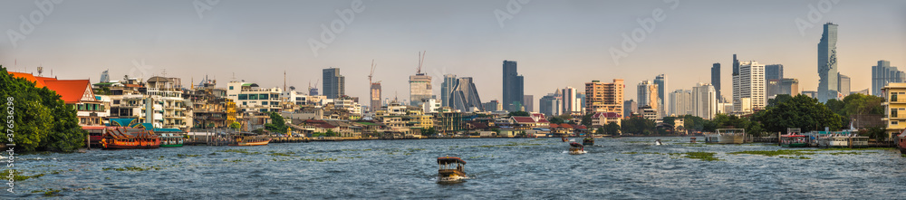 Bangkok Cityscape as Seen from the Boat on Chao Phrtaya River
