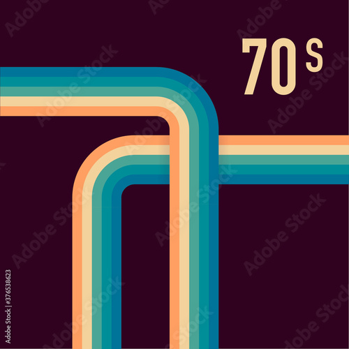 70s, 1970 abstract vector stock retro lines background. Vector illustration.