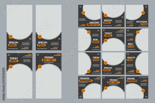 Food and drink social media post and story design