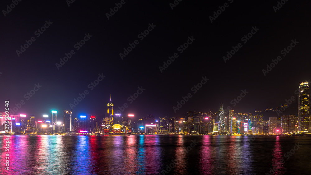 Lichtshow am Hongkong Harbor
