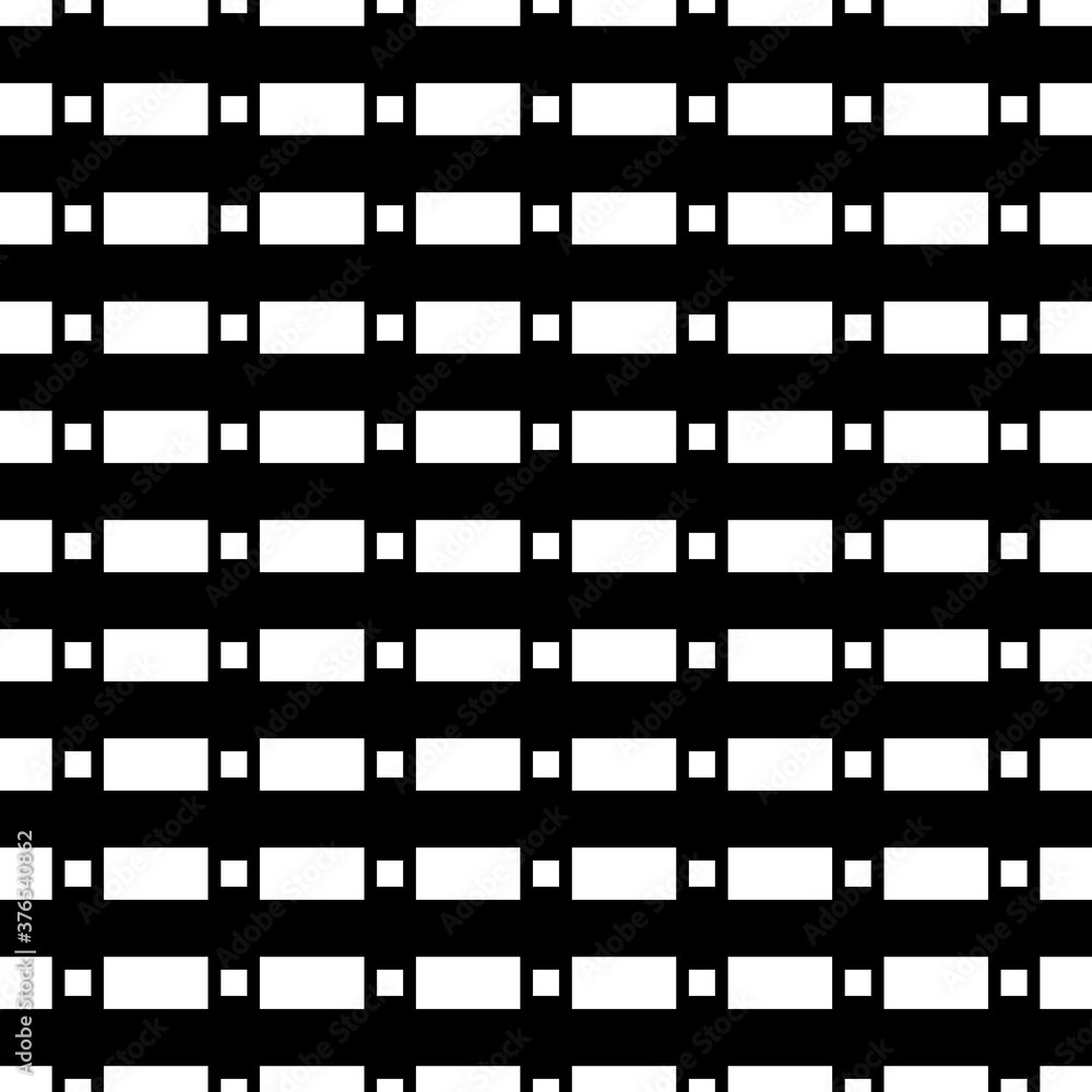 Big and small white quadrangles repetition on black background. Seamless surface pattern design with squares and rectangles ornament. Polygons wallpaper. Dashed and dotted lines motif. Digital paper. Big and small white quadrangles repetition on black background. Seamless surface pattern design with squares and rectangles ornament. Polygons wallpaper. Dashed and dotted lines motif. Digital paper.