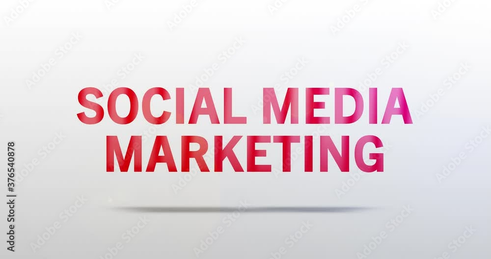 Social Media Marketing. Particle Logo. Text Animation. Red word on grey background. High quality 4k intro/opener