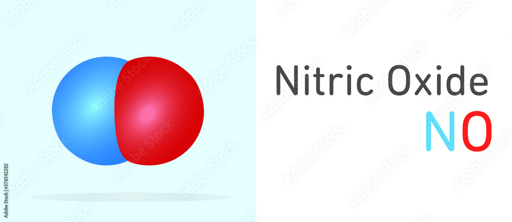 Nitric Oxide (NO) gas molecule. Space filling model. Structural ...