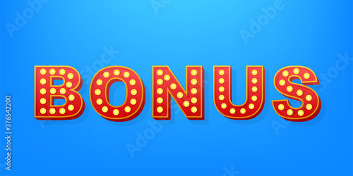 Retro light text bonus. Retro light bulb. Vector stock illustration.