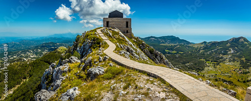 View from Mount Jezerski vrh towards the town of Cetinje, Montenegro and the Lovcen national park photo