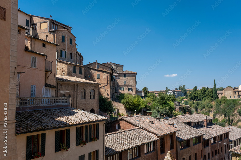 Panoramic view of a historic town in beautiful morning light, Umbria, Italy