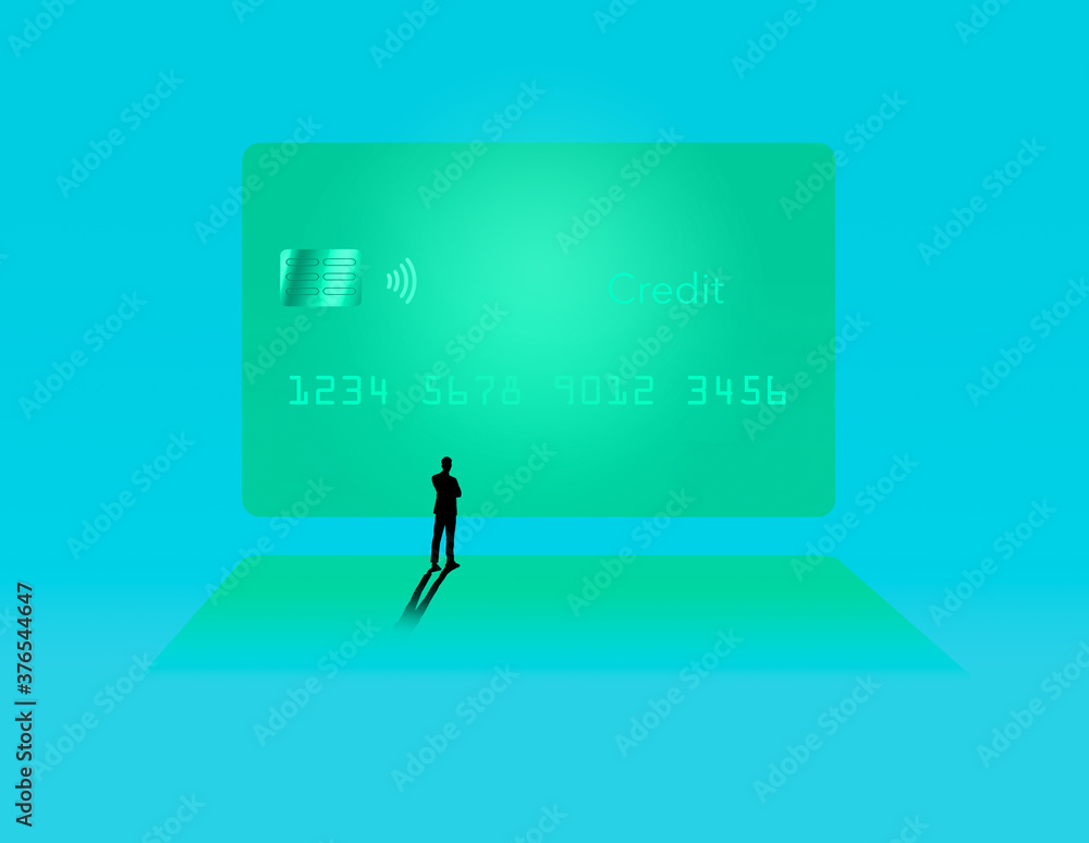 A silhouetted man stands in front of a huge image of a generic credit card on a movie screeen in this illustration. A silhouetted man stands in front of a huge image of a generic credit card on a movie screeen in this illustration.