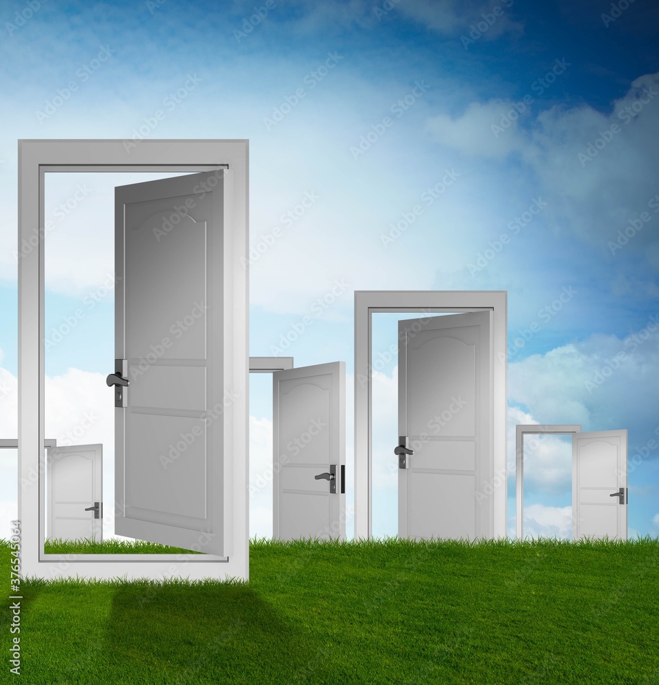 Concept of choice with many doors opportunity - 3d rendering Concept of choice with many doors opportunity - 3d rendering