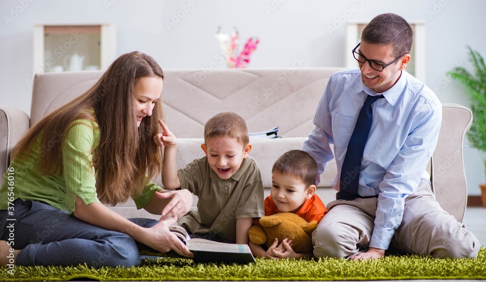 Young family playing in the room at home Young family playing in the room at home