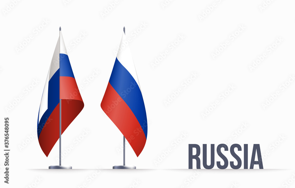 Russia flag state symbol isolated on background national banner. Greeting card National Independence Day of the Russian Federation. Illustration banner with realistic state flag of RF. Russia flag state symbol isolated on background national banner. Greeting card National Independence Day of the Russian Federation. Illustration banner with realistic state flag of RF.