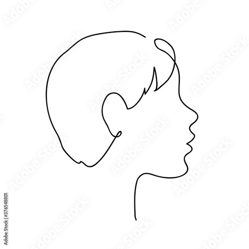 Little Boy profile design. Child head outline silhouette. Continuous line drawing vector illustration