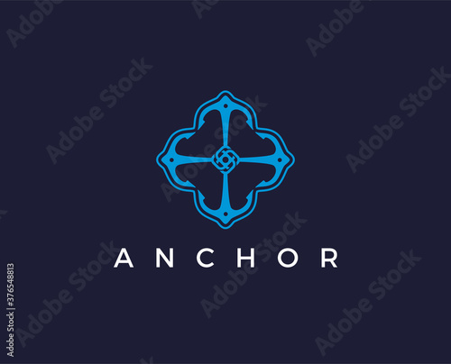 minimal anchor logo template - vector illustration