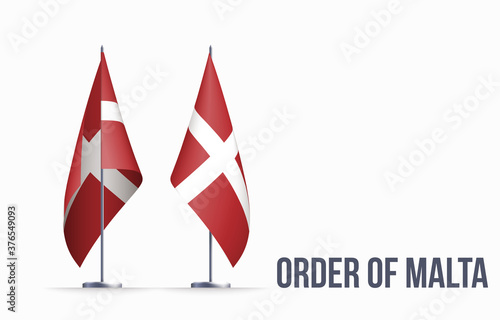 Sovereign Military Order of Malta flag state symbol national banner. Greeting card National Independence Day Sovereign Military Hospitaller Order. Illustration banner with realistic state flag of SMOM
