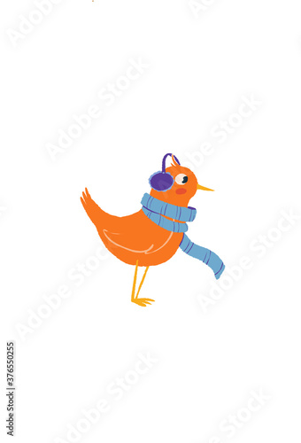 bird with scarf isolated on a white background