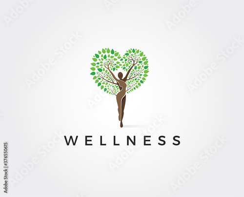 minimal wellness logo template - vector illustration