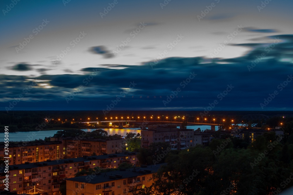 night view at bridge in Kirishi