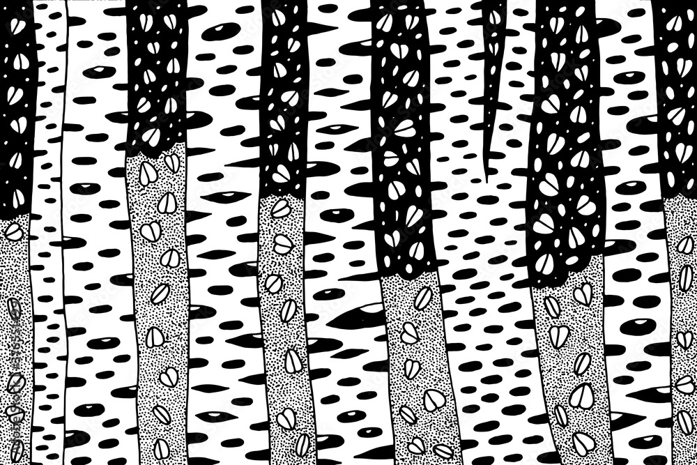 Autumn birch trees background. October leaves fall. Landscape coloring page. Organic natural illustration. Botanical print Autumn birch trees background. October leaves fall. Landscape coloring page. Organic natural illustration. Botanical print