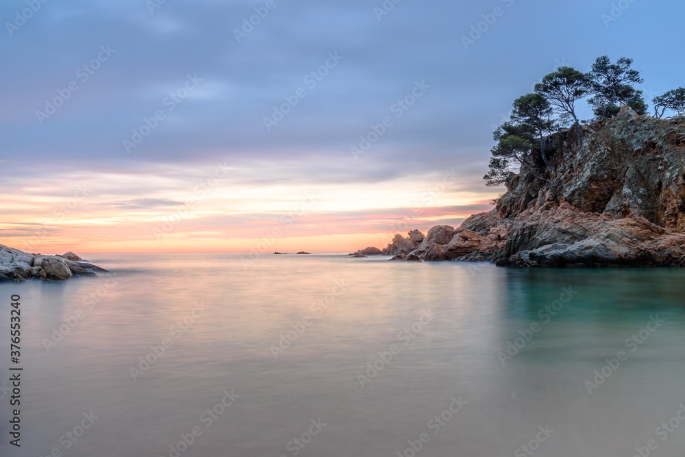 Amazing sunrise at the Mediterranean Sea - Cap Roig (Costa Brava, Catalonia, Spain)