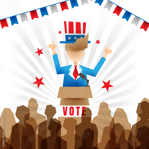 Illustration of candidate in presidential campaign