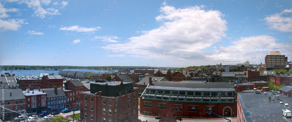 Panoramic View of historic Portland Maine old port