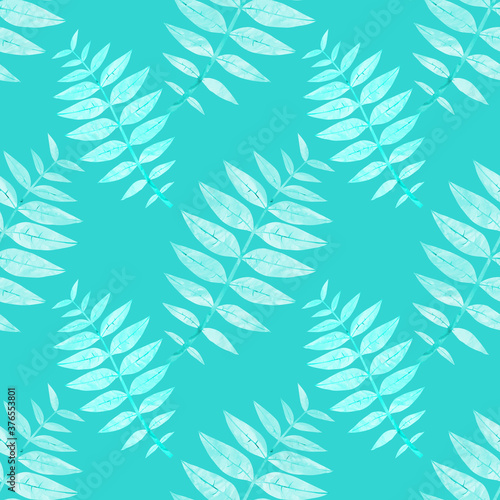 Ornamental geometric seamless pattern. Abstract turquoise floral ornament. Elegant repeat background texture