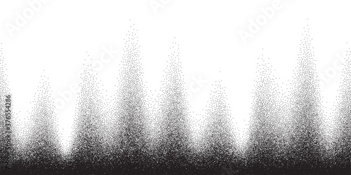Dotwork pattern vector background. Black noise stipple dots. Sand grain effect. Black dots grunge banner. Abstract noise dotwork pattern. Gradient stipple circles. Stochastic dotted vector background.