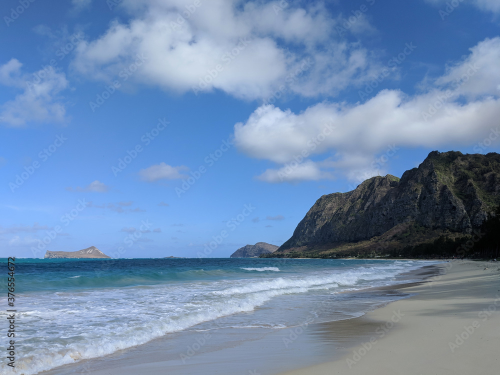 Waves lap on Waimanalo Beach