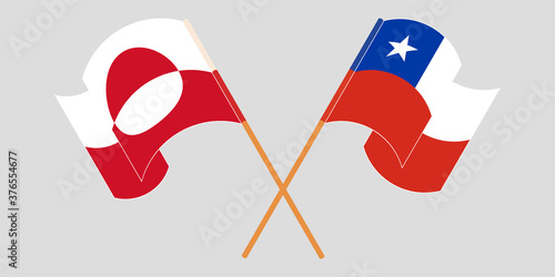 Canvastavla Crossed and waving flags of Greenland and Chile