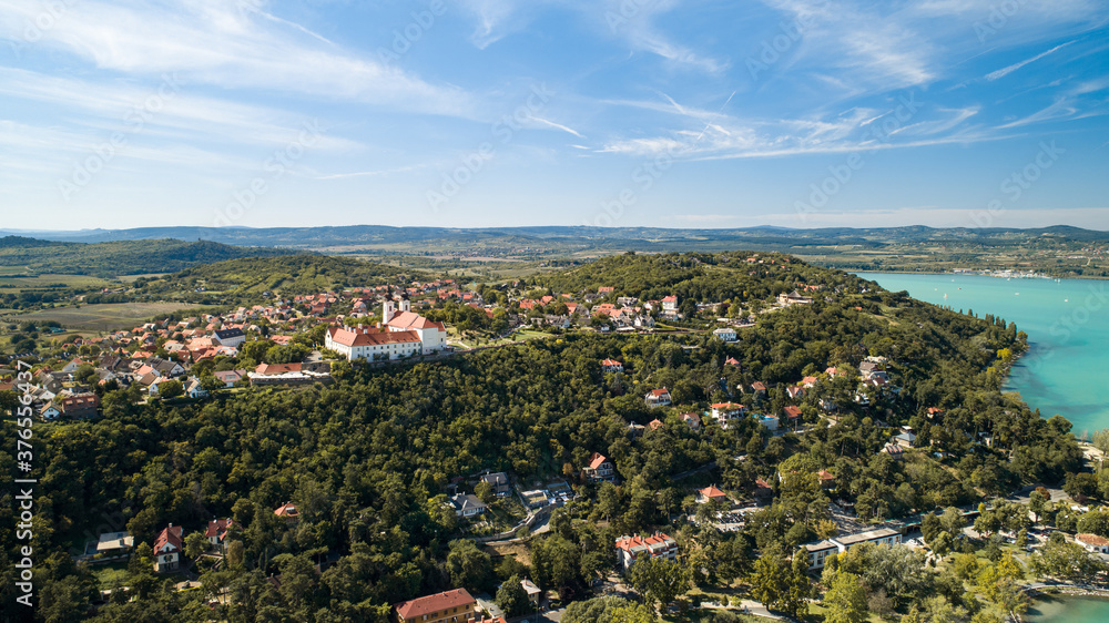 Hungary - Tihany peninsula with the Tihanyi abbey from from view