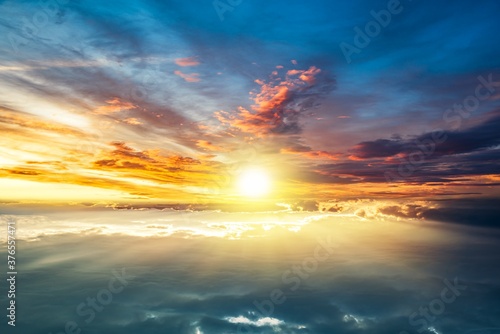 Colorful sky and sunrise. Natural landscape of the atmosphere 