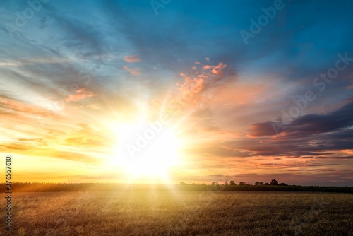 Colorful sky and sunrise. Natural landscape of the atmosphere 