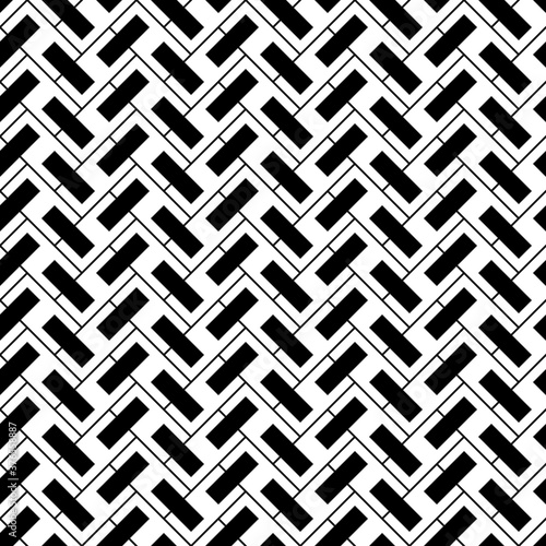 Geometric abstract. Slanted rectangle slabs. Herringbone pattern. Seamless surface design with tilted blocks. Repeated tiles ornament background. Mosaic motif. Grid wallpaper. Digital paper. Vector