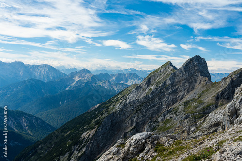 mountain panorama view from the karwendel mountains, bavaria, germany © Alexander