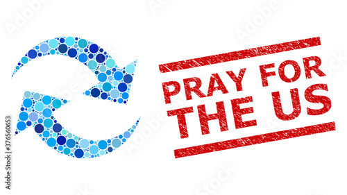 Slika na platnu Circle combination refresh arrows and PRAY FOR THE US scratched stamp imitation