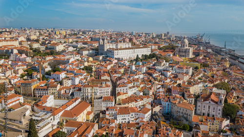 Alfama, Lisbon. Aerial view of the Alfama neighborhood in Lisbon © Jair